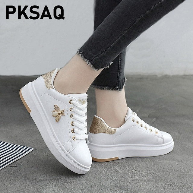 Casual Shoes Women Breathable Leather Sneakers