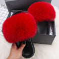 Casual Shoes Real FOX Fur Fluffy Slippers