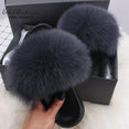 Casual Shoes Real FOX Fur Fluffy Slippers