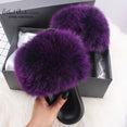 Casual Shoes Real FOX Fur Fluffy Slippers