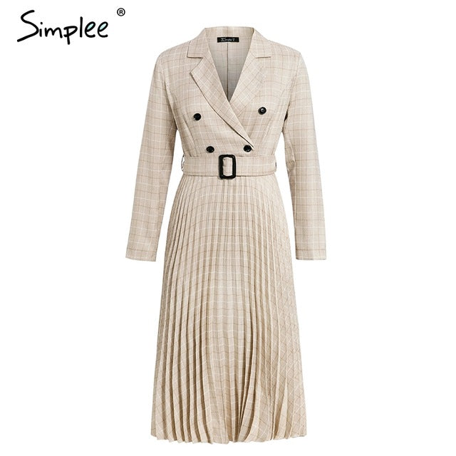 Elegant Office Ladies Vintage pleated Dress