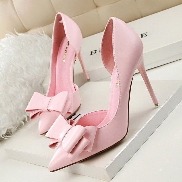 Pointed Toe Bowknot Sweet High Heel