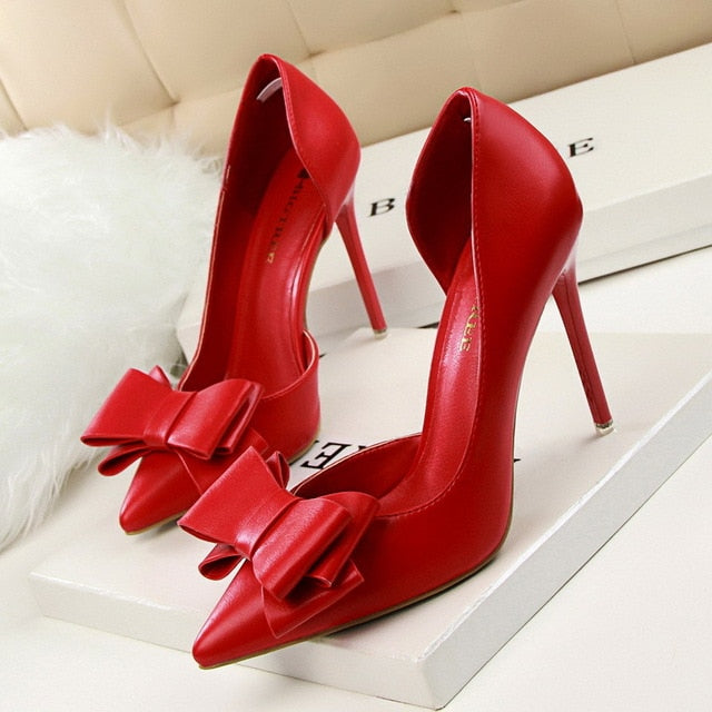 Pointed Toe Bowknot Sweet High Heel