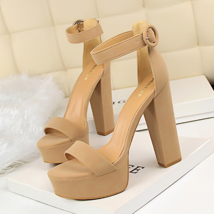 Sexy Block Buckle Women Pumps High Heels