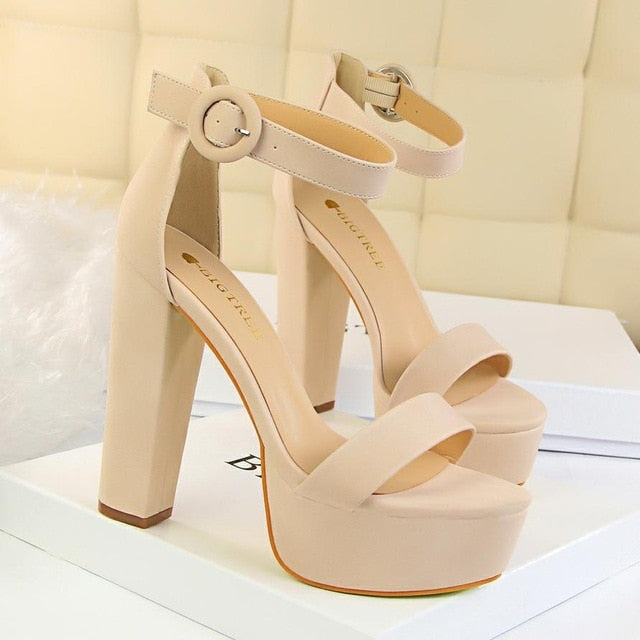 Sexy Block Buckle Women Pumps High Heels