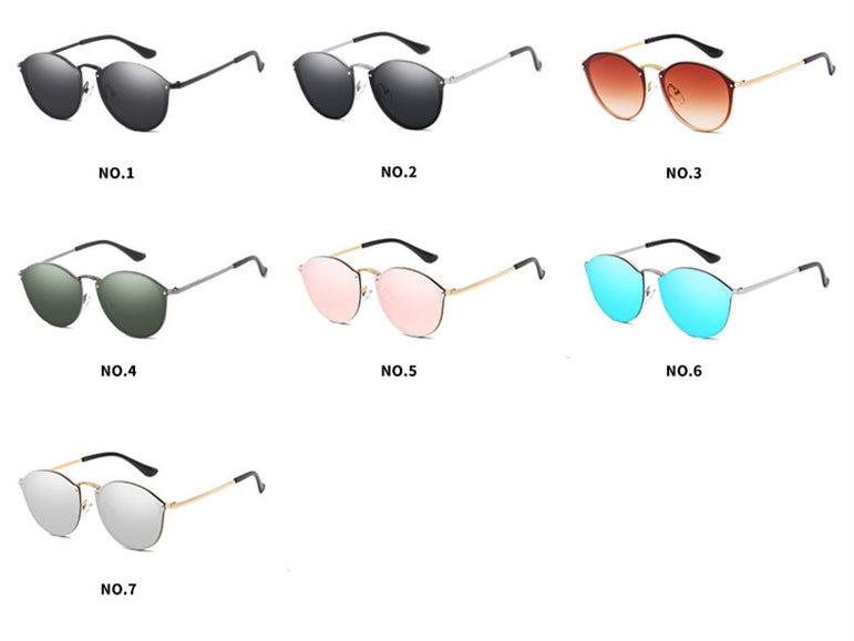 Luxury Coating Mirror Cat Eye Retro Rimless Sunglasses