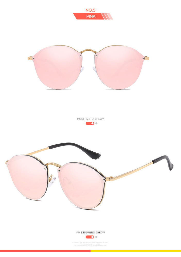 Luxury Coating Mirror Cat Eye Retro Rimless Sunglasses