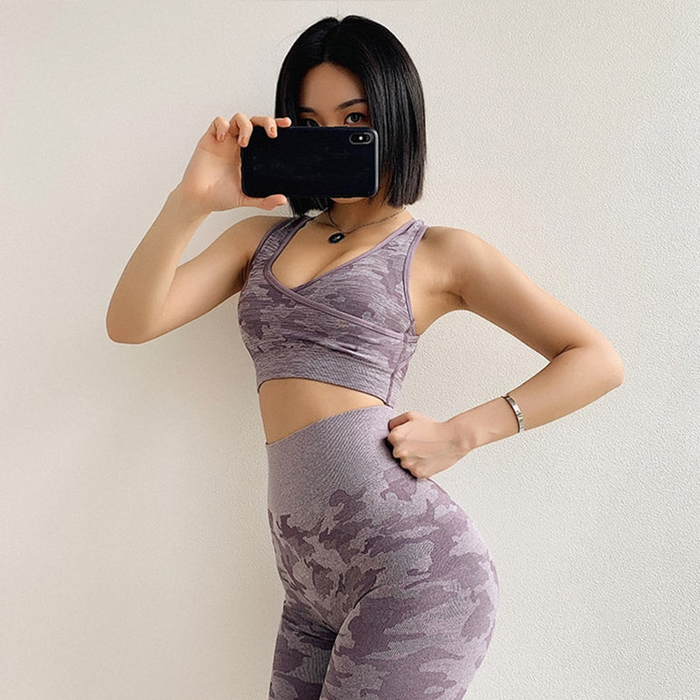 Gym Fitness Camouflage Camo Yoga Set