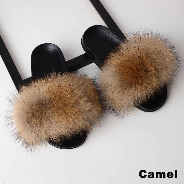 Luxury Real Fox Furry Fur Slippers