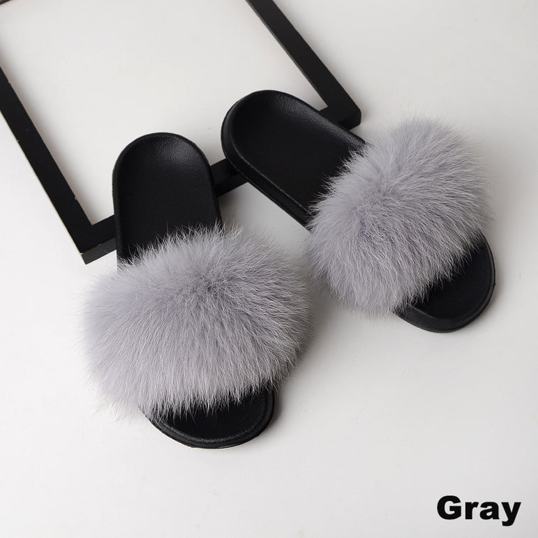 Luxury Real Fox Furry Fur Slippers