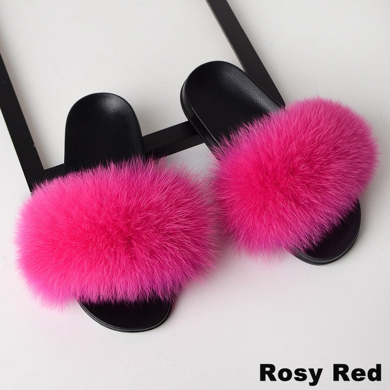 Luxury Real Fox Furry Fur Slippers