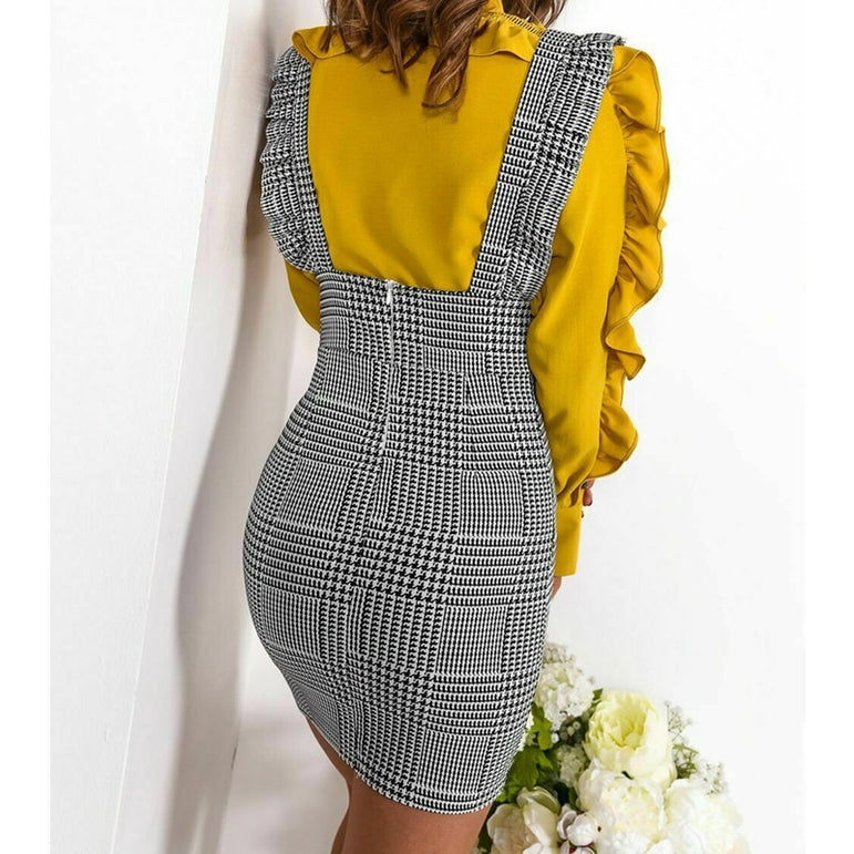 High Waist Bodycon Ruffle Women Dress