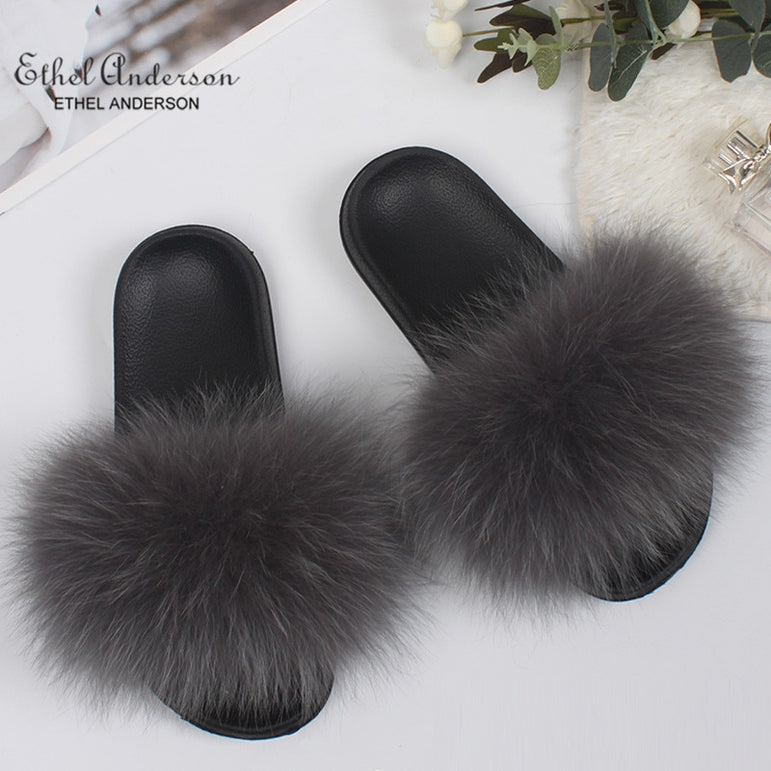 Casual Vogue Fox Fur Slippers