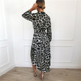 Leopard Loose Long Sleeve Women Chiffon Dress