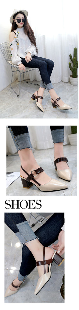 Hollow Coarse Shallow Mouth Sandals High Heel pumps