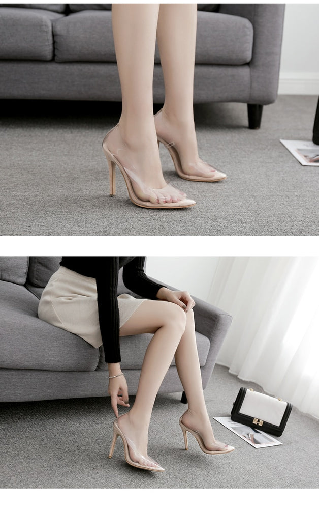 Point Toes Stilettos Transparent Pumps Sandals