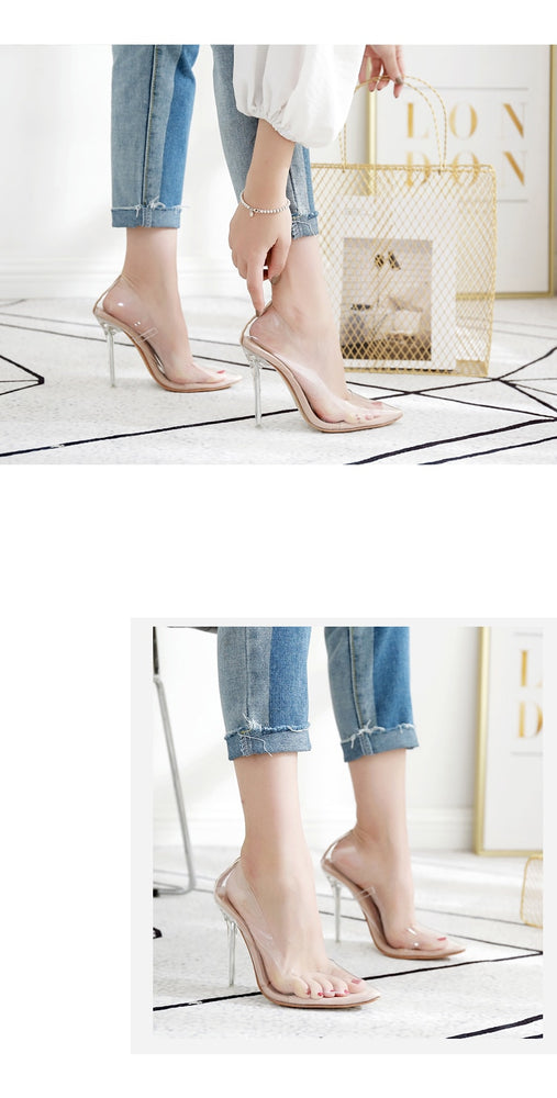 Point Toes Stilettos Transparent Pumps Sandals