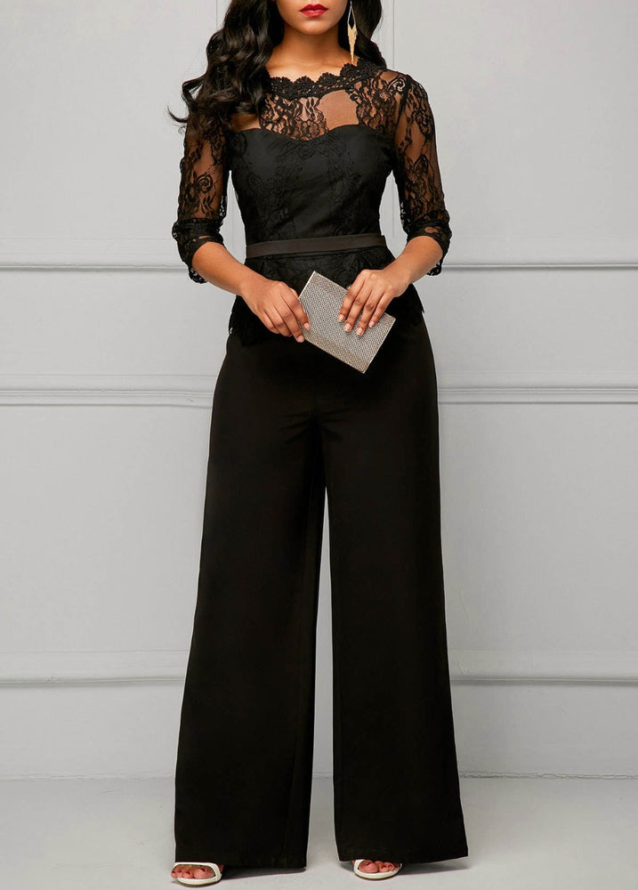 Lace High Waist Palazzo Jumpsuits