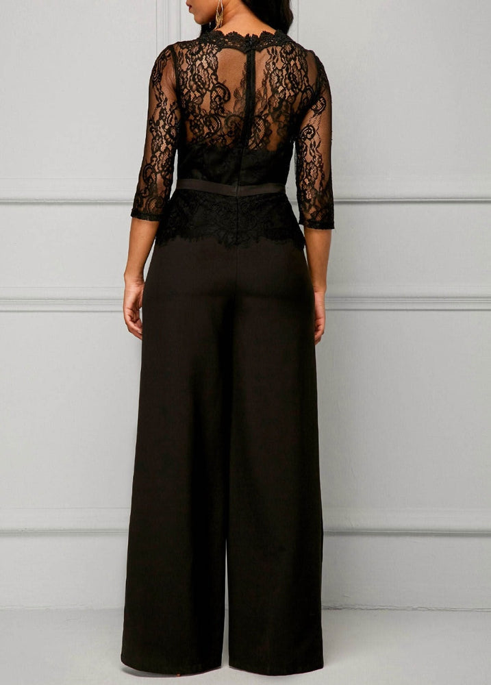 Lace High Waist Palazzo Jumpsuits