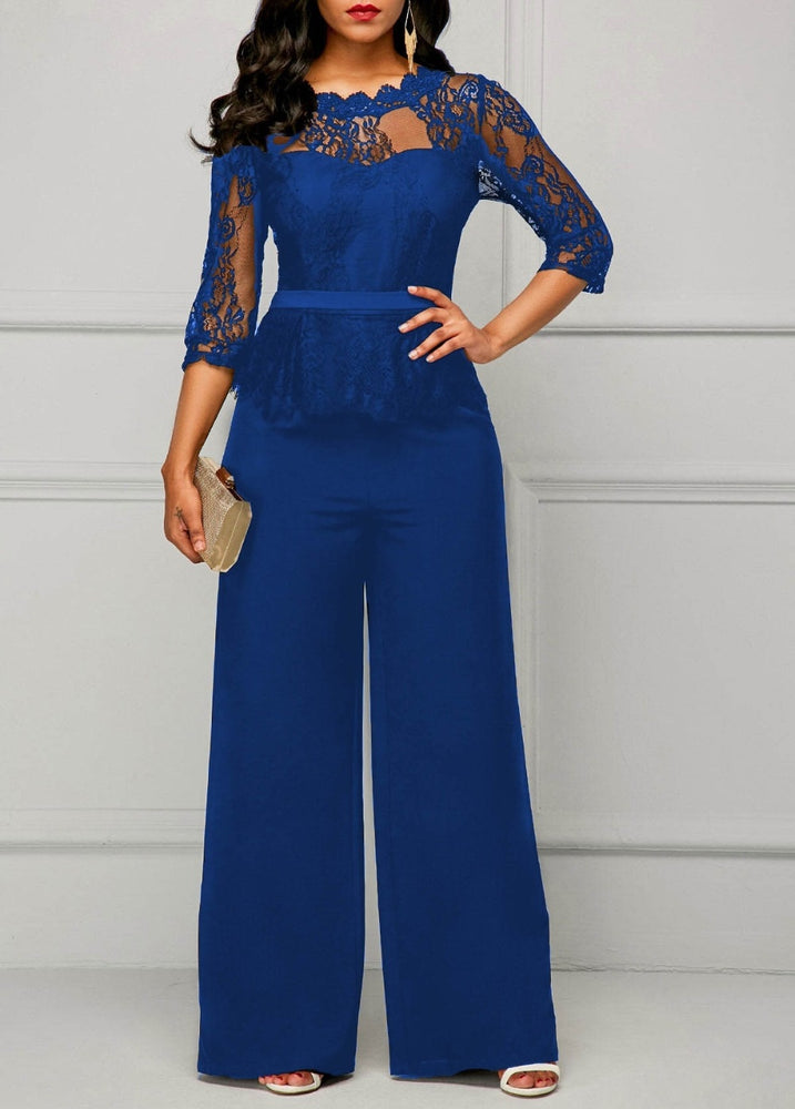 Lace High Waist Palazzo Jumpsuits