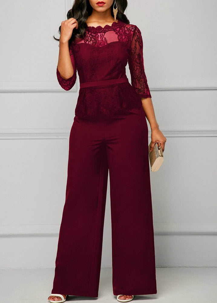 Lace High Waist Palazzo Jumpsuits