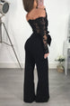 Off Shoulder Appliques Lace Women Jumpsuit