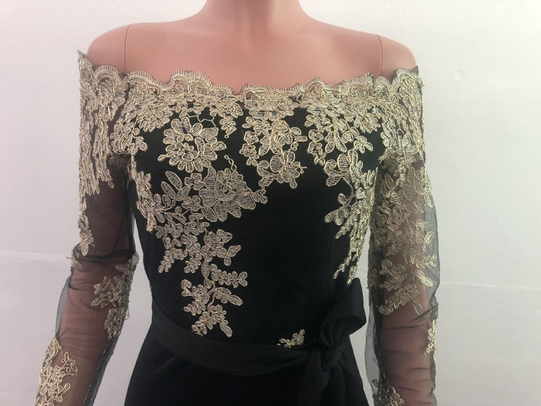 Off Shoulder Appliques Lace Women Jumpsuit