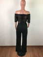 Off Shoulder Appliques Lace Women Jumpsuit