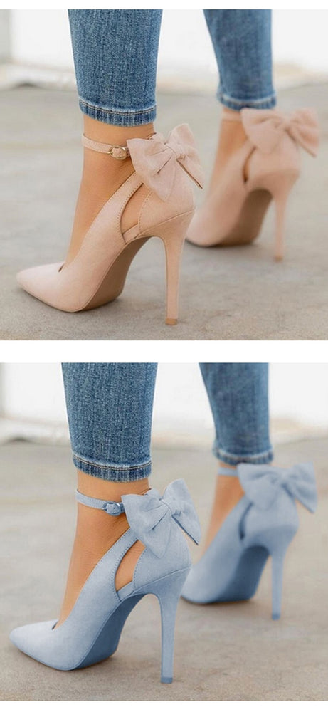 Pointed Toe Buckle Strap Butterfly High Heels