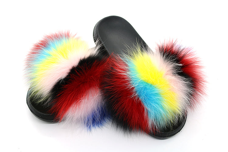 Real Fur Women Fox Fur Slippers