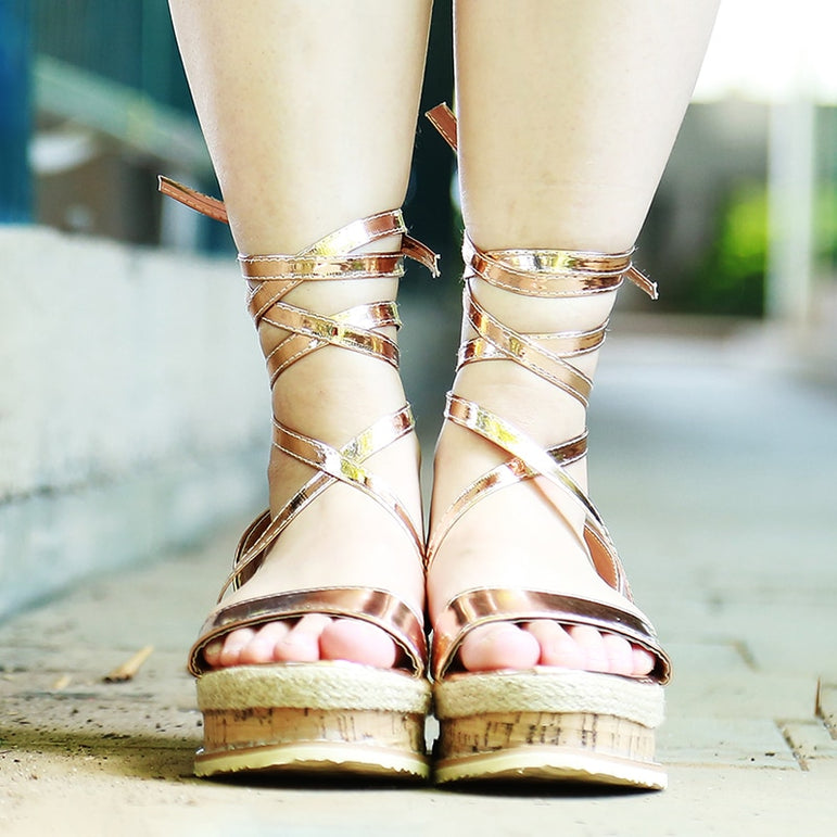 Lace Up Open Toe Gladiator Sandal