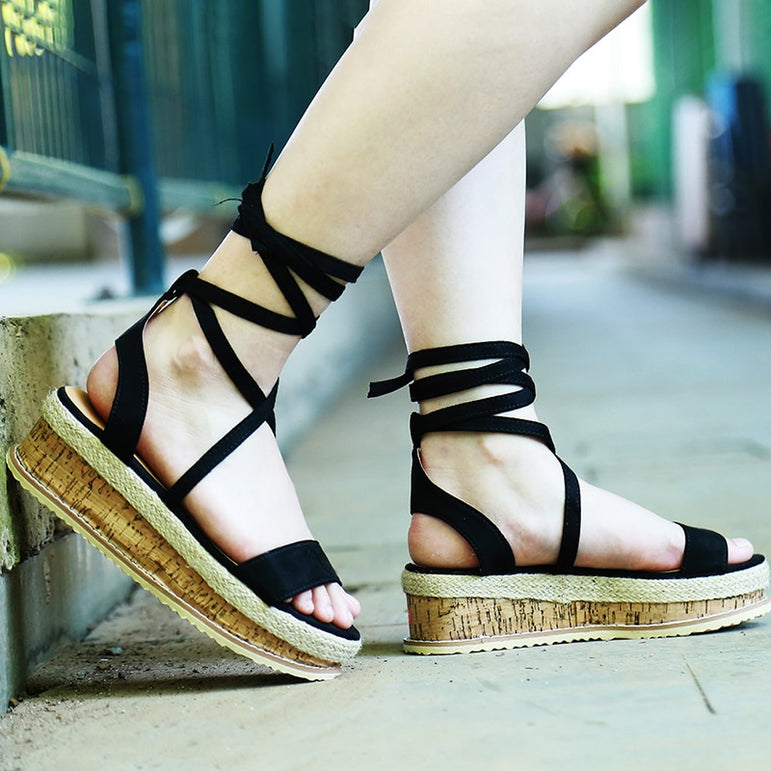 Lace Up Open Toe Gladiator Sandal