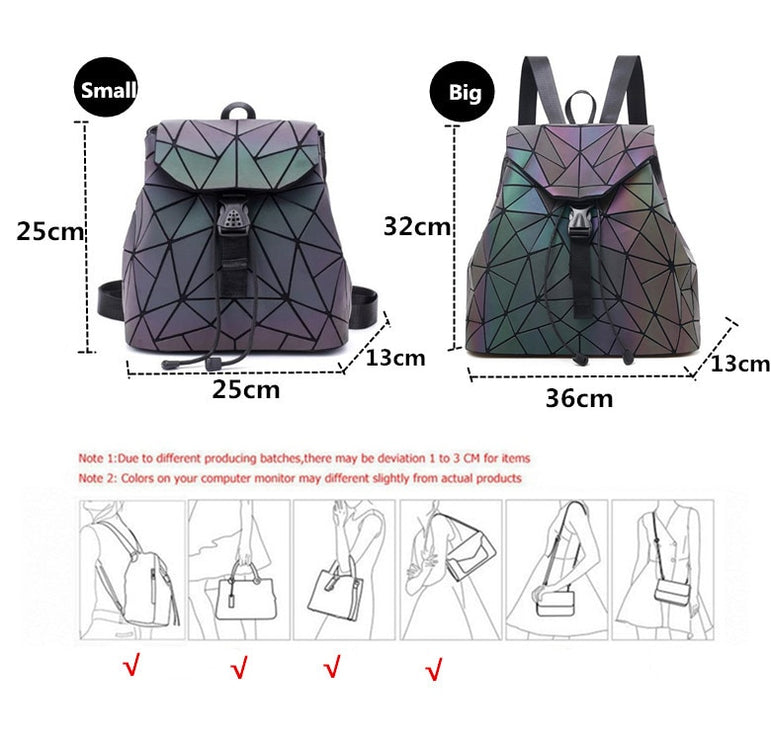 Geometric Shoulder Women Laser Luminous Backpack