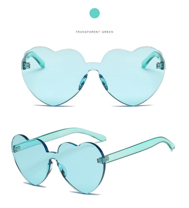 Cute Retro Love Heart Rimless Sunglasses