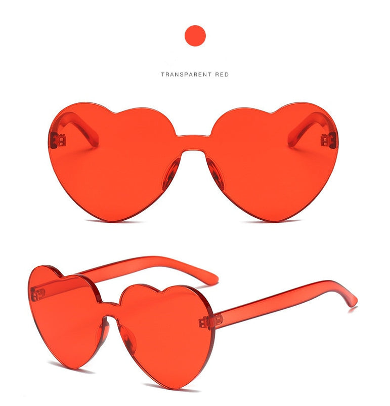 Cute Retro Love Heart Rimless Sunglasses