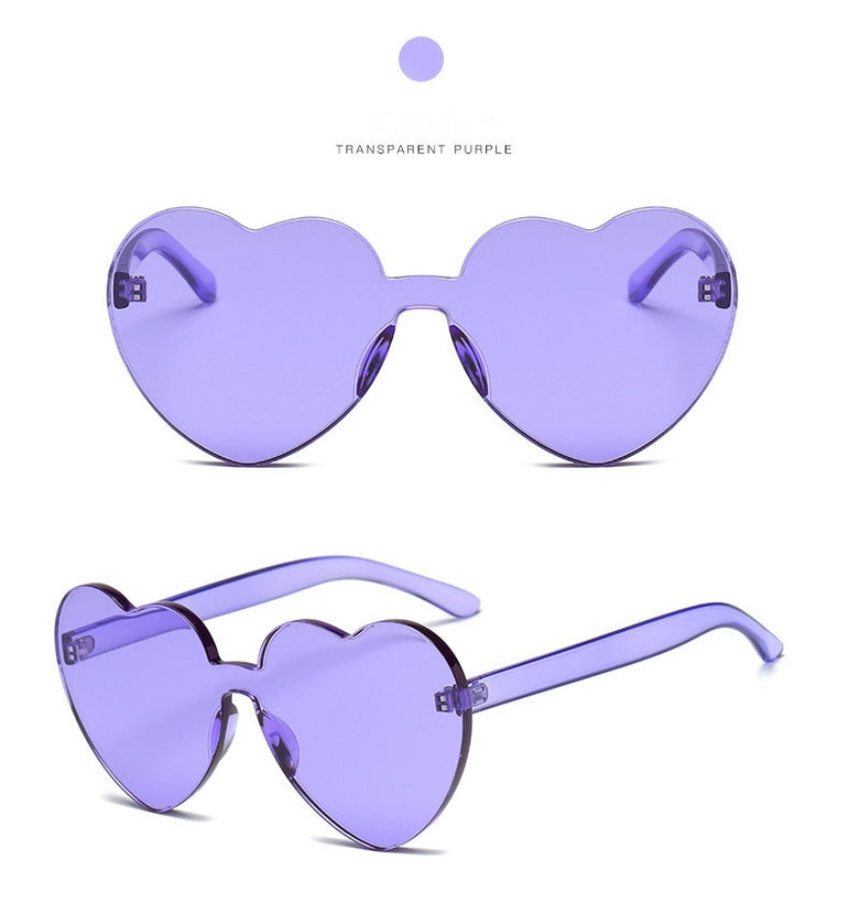 Cute Retro Love Heart Rimless Sunglasses