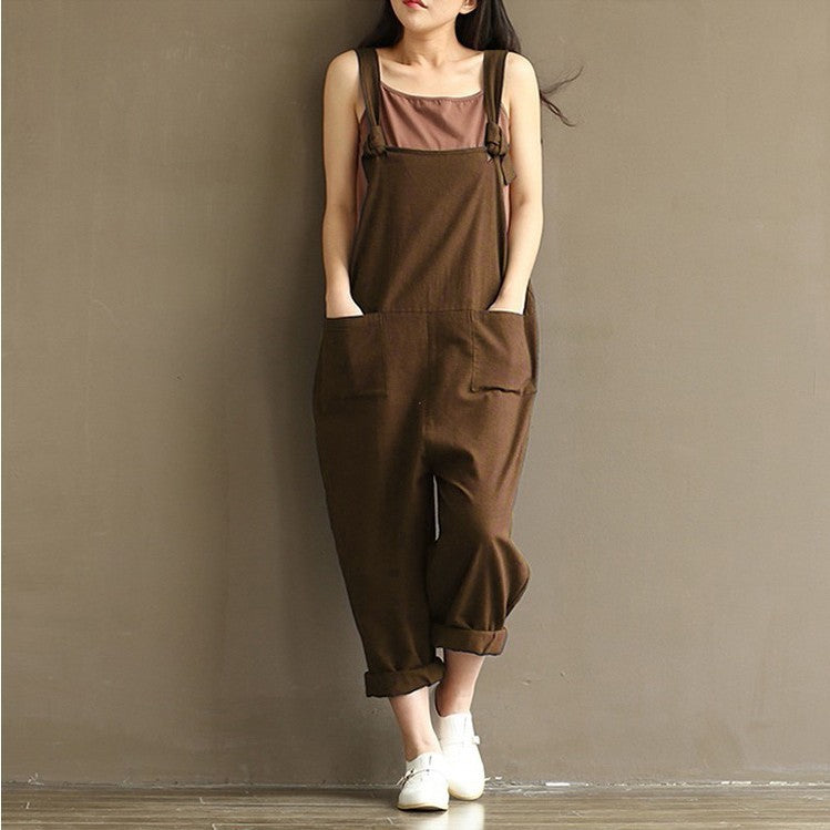 Casual Strap Women Harem Loose Solid Jumpsuit