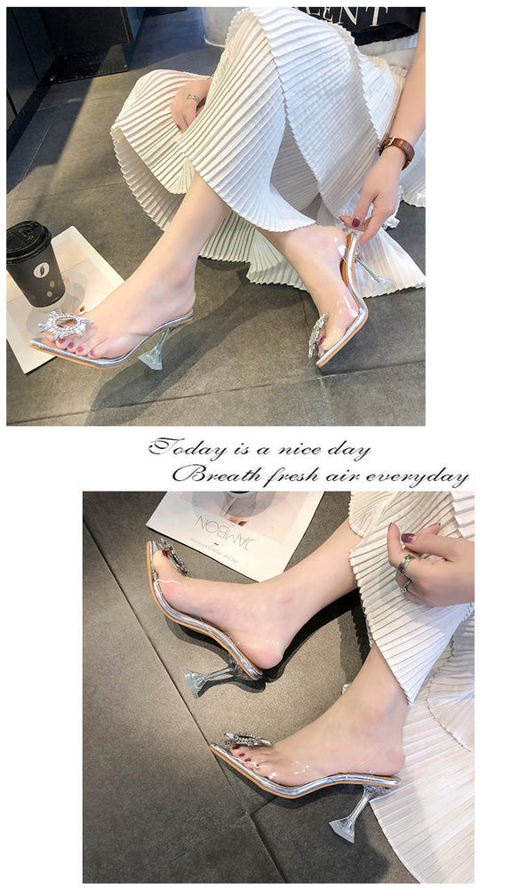 Luxury Women Pointed Toe Transparent High Heel Pumps