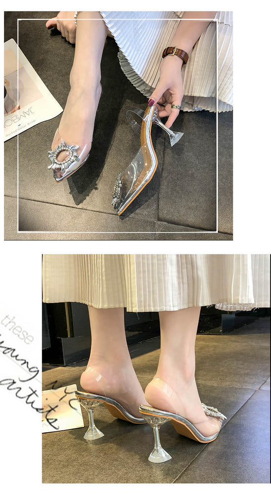 Luxury Women Pointed Toe Transparent High Heel Pumps