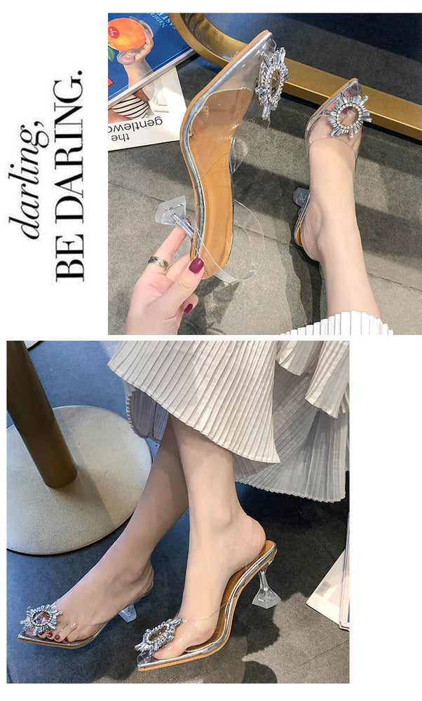 Luxury Women Pointed Toe Transparent High Heel Pumps