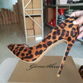 Flock Leopard Stilettos High Heels