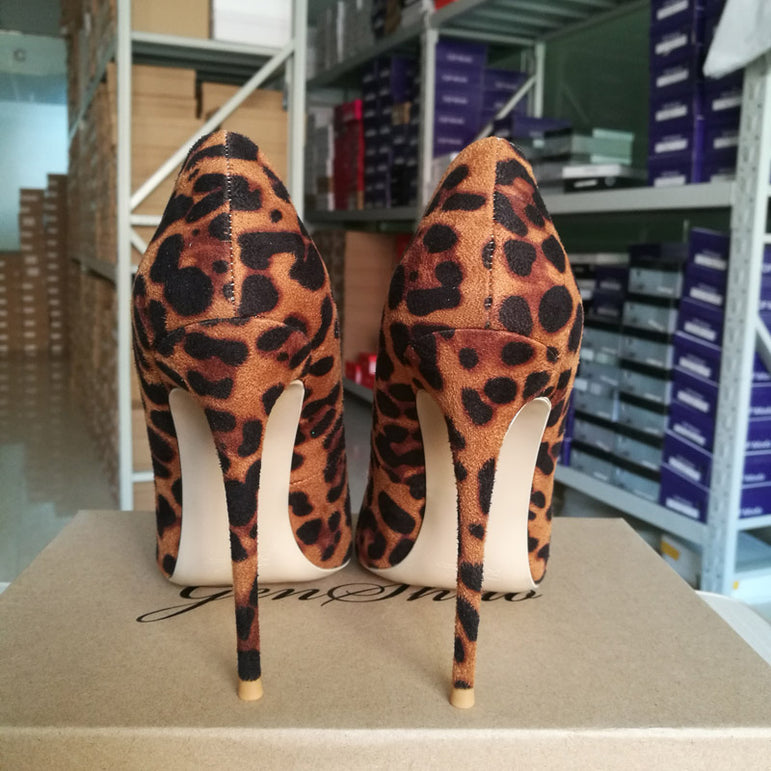 Flock Leopard Stilettos High Heels