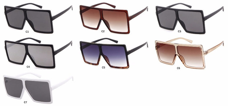 Big Square Frame Flat Oversized Sunglasses