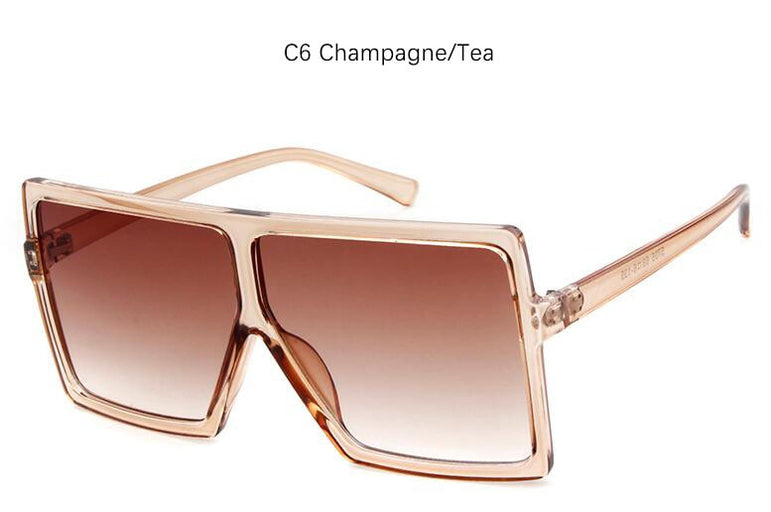 Big Square Frame Flat Oversized Sunglasses