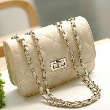 Leather Wind Chain Lozenge Shoulder Handbags