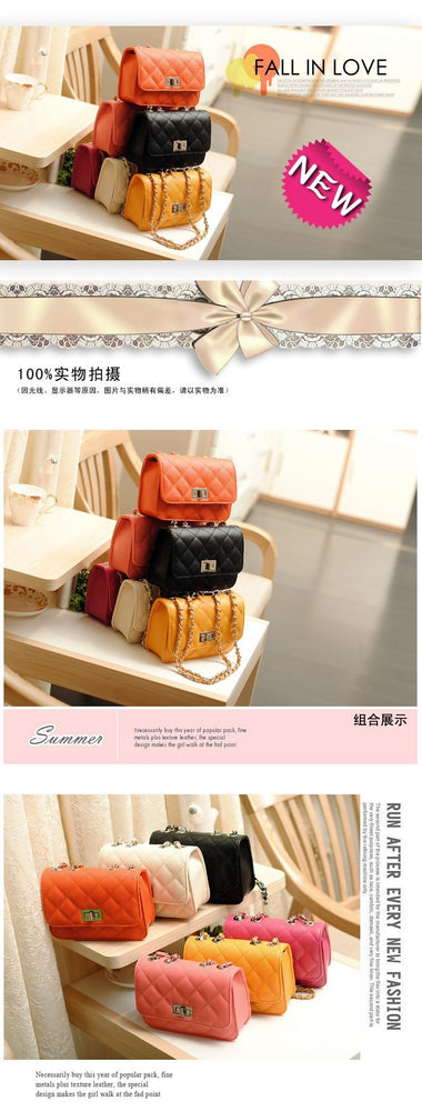 Leather Wind Chain Lozenge Shoulder Handbags