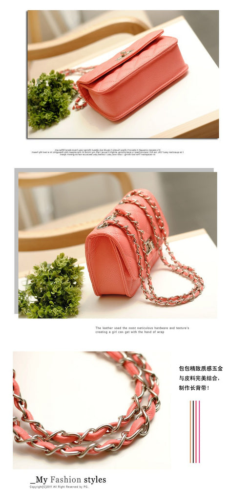 Leather Wind Chain Lozenge Shoulder Handbags