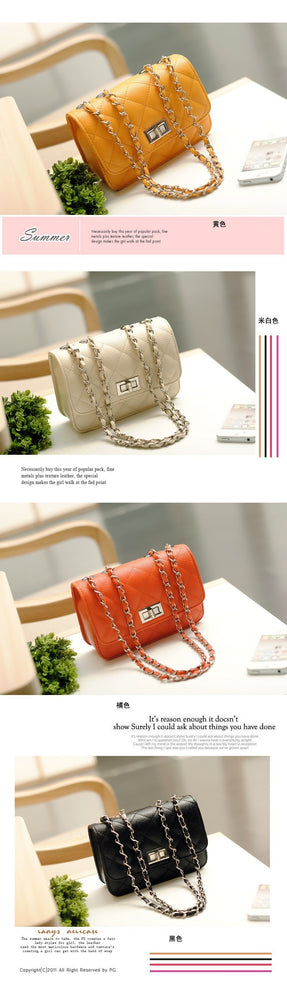 Leather Wind Chain Lozenge Shoulder Handbags