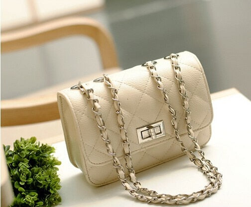 Leather Wind Chain Lozenge Shoulder Handbags