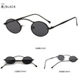 Vintage Style Slim Metal Oval Frame Sunglasses